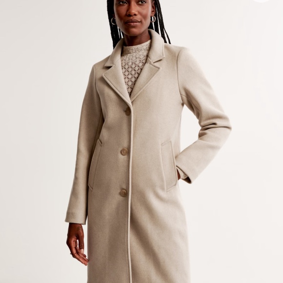 Abercrombie Wool-Blend Dad Coat in Taupe XXS Tall - Picture 6 of 6